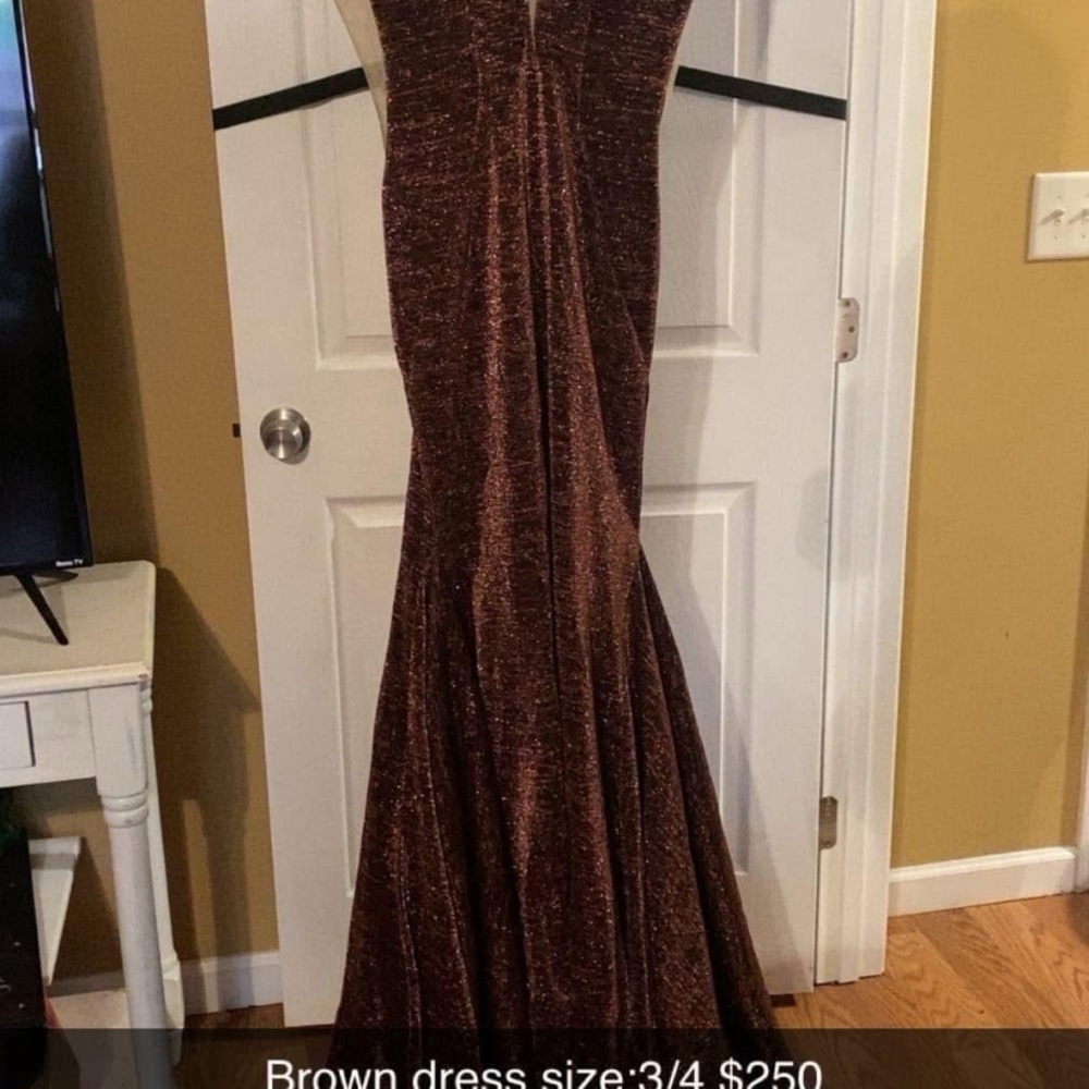 Mori Lee Strapless Brown Gown
